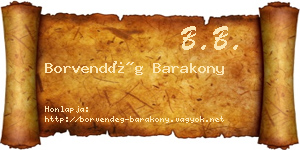 Borvendég Barakony névjegykártya